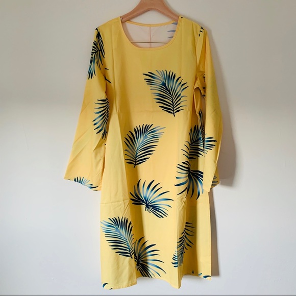 Yellow O-neck Floral Midi Dress - Picture 3 of 8
